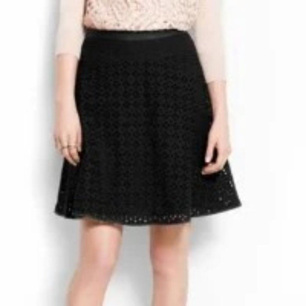 NWOT-Ann Taylor Black Eyelet A-Line Skirt, Sz6P- Petite